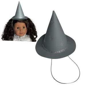MeriMeri Halloween WICKED WITCH HAT Fits 18" American Girl Doll Kid Adult Gray